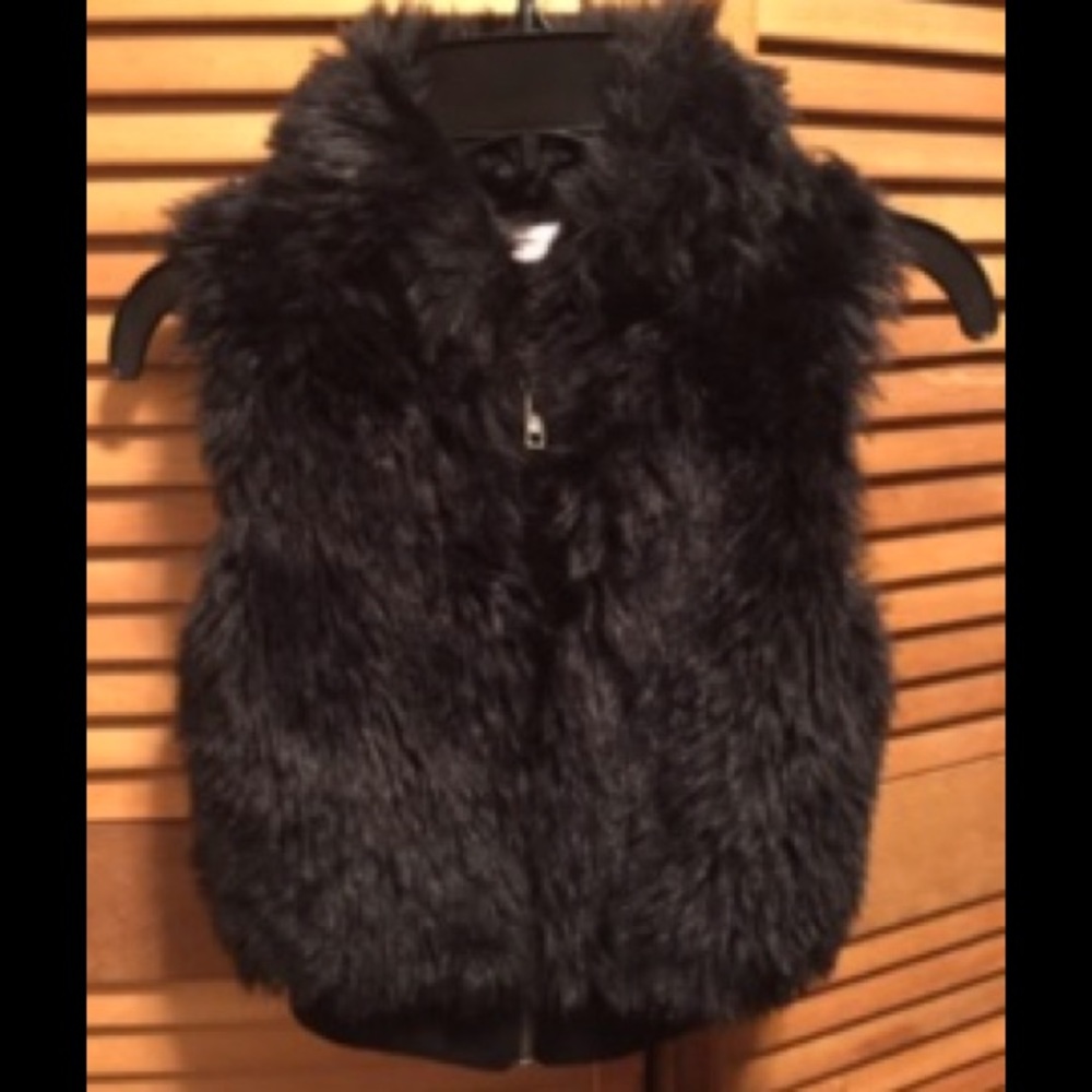 Tiff Black Faux Fur Vest